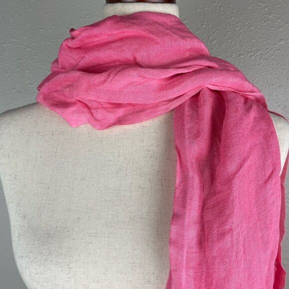 SaraJane Pink Linen Blend Scarf EUC - Picture 2 of 6